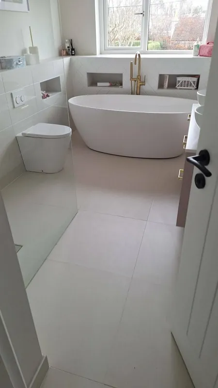 Bathroom floor tiles after a Valiant hard floor clean and seal, Washington